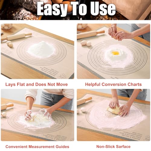 Silicone Pastry Mat 36x24 Inch Extra Large Baking Mat with Measurements (Gray / 36"L x 24"W)