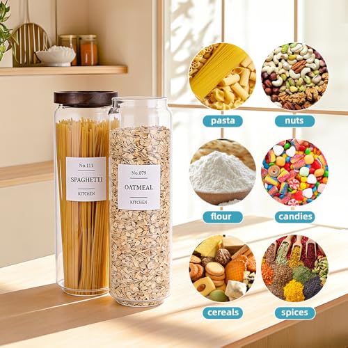 Glass Pantry Storage Jars with Acacia Airtight Lid (50OZ-3PCS)