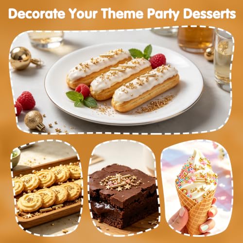 Edible Gold Sprinkles for Cake Decorating (Gold Pearl Rod Star)
