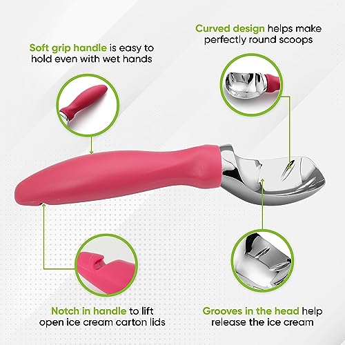 Heavy Duty Metal Ice Cream Scoop with Comfortable Handle