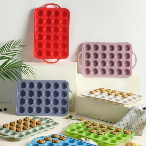 24 Cups Silicone Muffin Pan with Metal Reinforced Frame Cupcake Tray Egg Mold for Kitchen 2025 First Apartment Essentials New Home Must Haves Things House Warming Decor Housewarming Hostess Host Gifts (1pc: 24-Cup Mini / Morandi Pink)