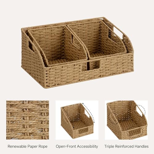 Paper Rope Shelf Baskets (Light Brown(Paper Rope) / 17"L x 11"W x 7½"H + 2x 7½"L x 9½"W x 6¾"H)