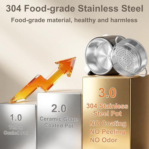 Hot Pot Electric with Steamer (1.7 Quarts / Glossy Black)