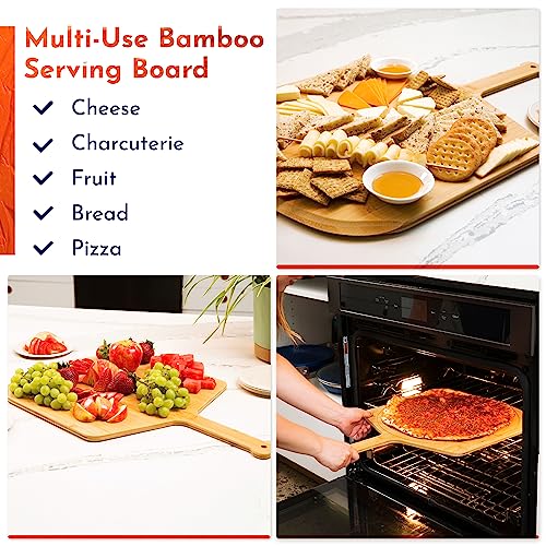 Wooden Pizza Peel 16 Inch Board with Engraved Sizes