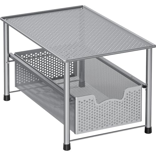 Stackable Under Sink Sliding Basket Drawer (Silver)