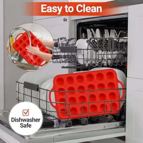 Silicone Mini Muffin Pan 24 Cups with Metal Reinforced Frame (Metal Framed: 24-Cup Mini)