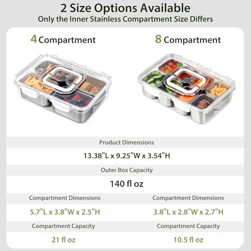 Snackle Box Container (8 Compartment (13.38"L x 9.25"W x 3.54"H))