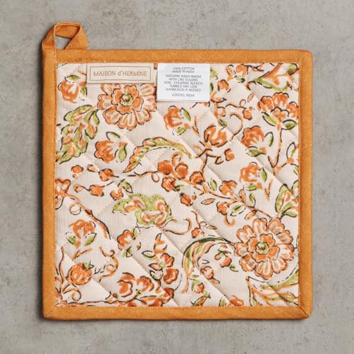 Pot Holders 100% Cotton Potholders (127 - Pumpkin Spice / 8" x 8" (Pot Holder Pack of 2))