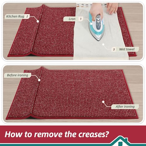 Kitchen Rugs and Mats 2PCS Non (Red / 20"x32"+20"x48" (Rectangular))