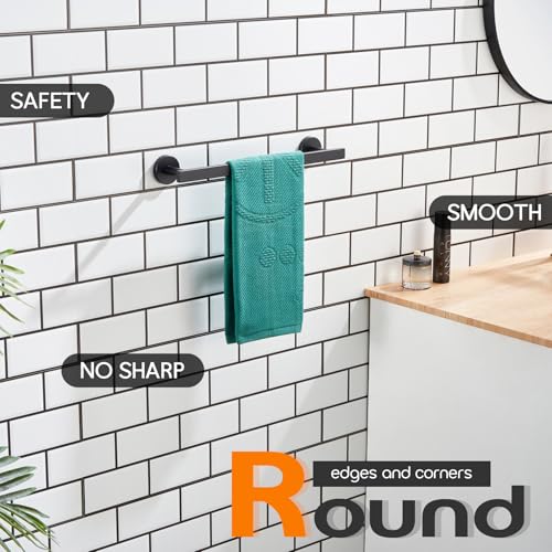 12 Inch Bathroom Towel Bar Bath Towel Rack Kitchen Towel Holder Towel Ring Wall Mounted SUS304 Stainless Steel Matte Black AN4001MB (Matte Black / 12-Inch)