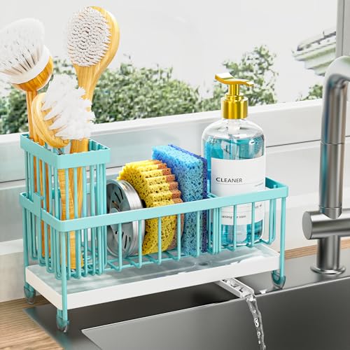 Sponge Holder for Kitchen Sink (Turquoise - 9.25″)