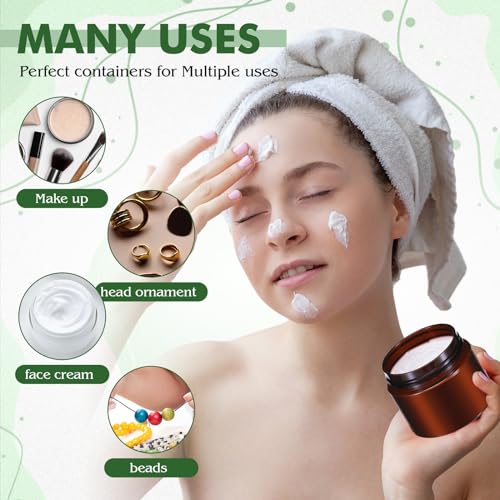 6 Pack Clear Container with Lids Small Plastic Pot Jars Wide Mouth Round Leak Proof Plastic Container Jars with Lid for Travel Storage