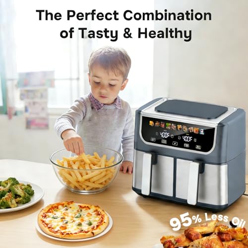 9.5 Qt Dual Basket Air Fryer (Gray-9.5Qt-V1 / 9.5Qt(Dual Style))