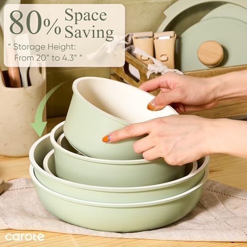 25pcs Pots and Pans Set Non Stick (Green / 25 Piece)