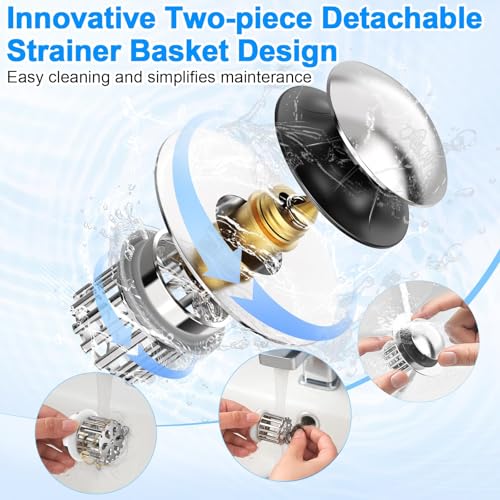 Universal 3 in 1 Bathroom Sink Drain Strainer (Sliver)