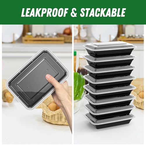 50 Pack (100-Piece) 28 oz Meal Prep Containers Reusable with Lids (28 oz)