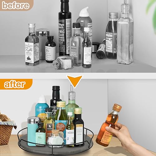 Lazy Susan Turntable Organizer with Anti (Gray / 12'')