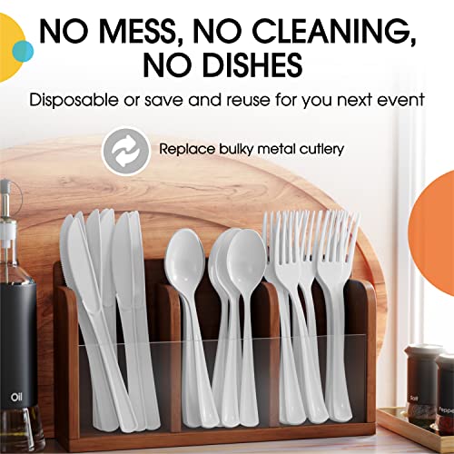 White Plastic Knives 200 Pcs White Knives Disposable Utensils Heavy Duty Plastic Cutlery Set Disposable Cutlery Sets Flatware Sets Silverware Set Party Supplies & Party Tableware (White / Knives)