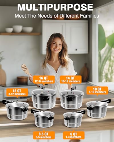14Qt Aluminum Pressure Cooker w (14.8 Quarts)