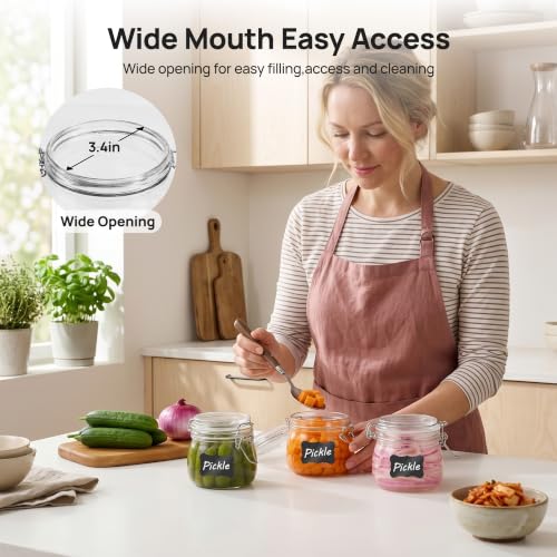 16oz Glass Food Storage Jars with Airtight Clamp Lids