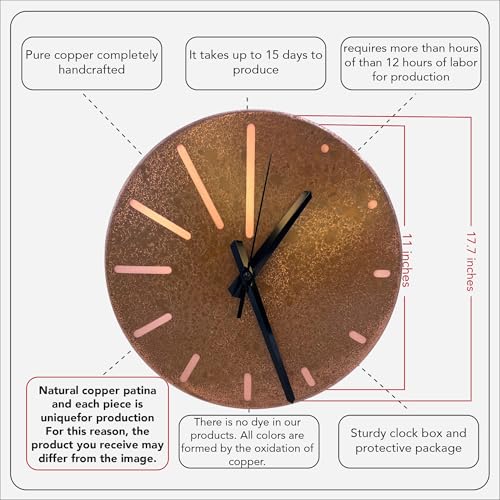 Handmade Pure Copper Wall Clock for Home Decoration (Lines of Time / 17.7)