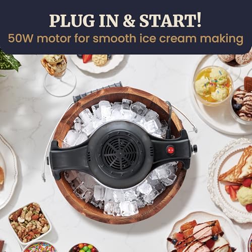 EIM418 4Qt Old Fashioned Walnut Wood Bucket Ice Cream Maker (Walnut)