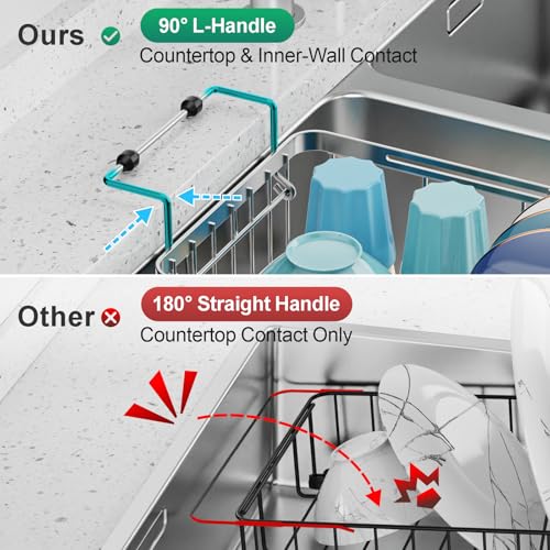 Small Over the Sink Dish Drying Rack (Silver / For 10"-30"W Sink, Expandable | 9"W Rack)