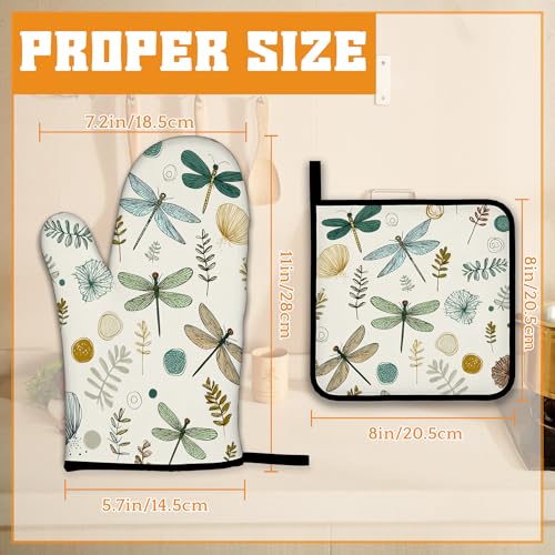 Vintage Dragonfly Oven Mitts and Pot Holders (4 Count)