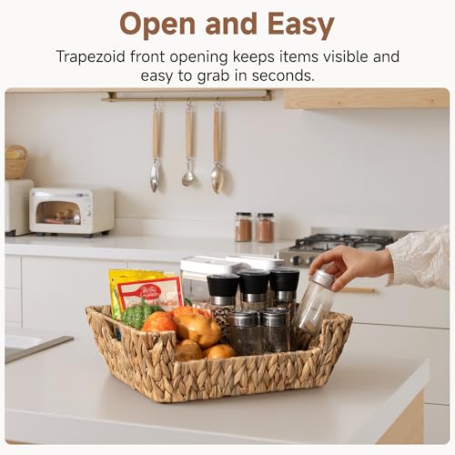Pantry Baskets for Organizing (Natural(Water Hyacinth) / 16 ½"L x 12 ½"W x 5"H)