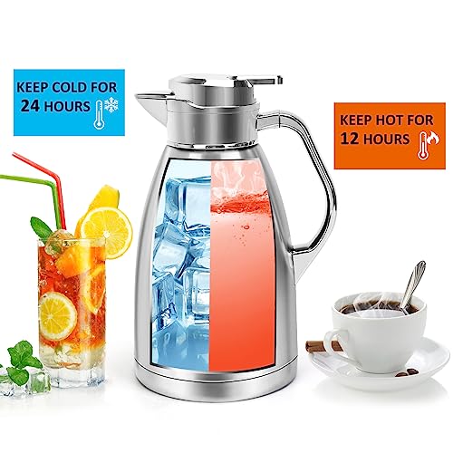 Coffee Carafes for Keeping Hot (61oz Silver)
