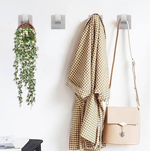 4 Pack Towel Hooks Hand Towel Holder Bathroom Robe Hanger Silver (Square / Silver)