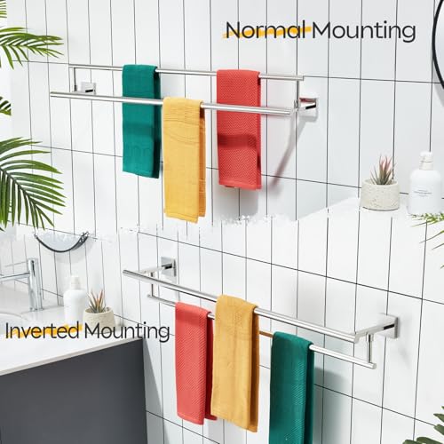 Towel Holder Polished Chrome 36 Inch Bathroom Double Bath Towel Bars Kitchen Rack Wall Mounted Stainless Steel B5009CH (Polished Chrome / 36-Inch)