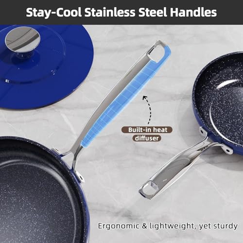 Lux 13pc Forged Lightweight Nonstick Ceramic Cookware Set (Blueberry)