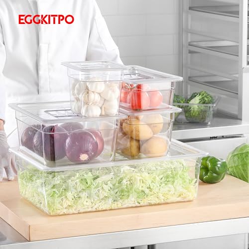 6-Pack 1/3 Size Food Pan 2.5 Inch Deep BPA Free Polycarbonate Food Storage Containers Stackable Clear Hotel Pan for Buffet Party Supplies Dishwasher Freezer Safe (1/3 Size / 2-1/2” Deep)