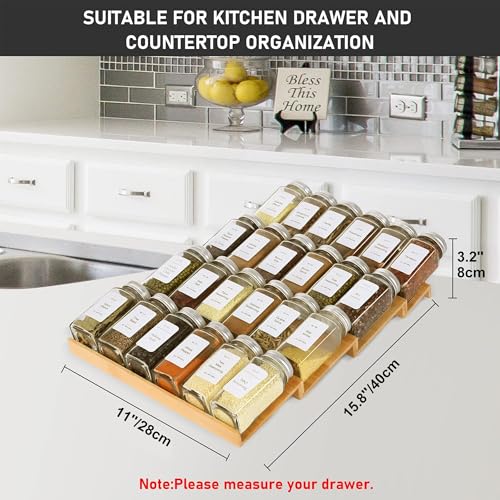 Spice Drawer Organizer with 24 Spice Jars