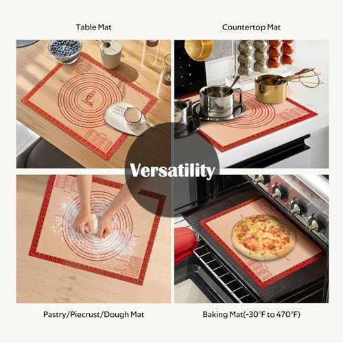 Extra Thick Silicone Pastry Mat Large (Red / 24"L x 16"W)