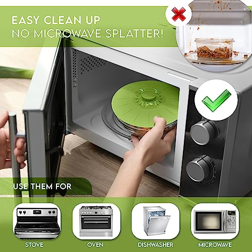 Silicone Bowl Lids Green Set of 5 Reusable Suction Seal Covers for Bowls (5 Piece / Green)