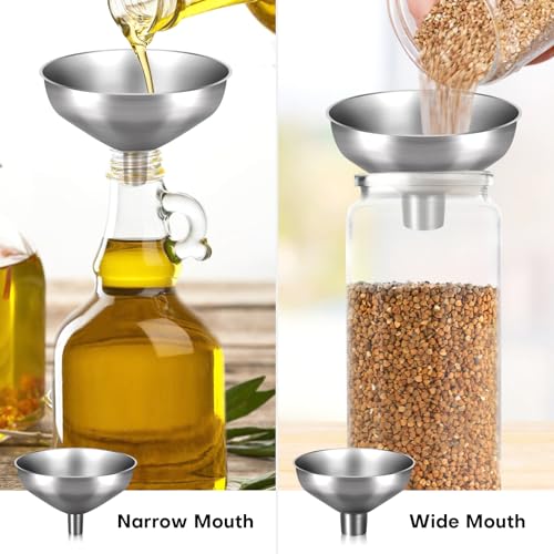 2 Piece Stainless Steel Kitchen Funnel Set with 1