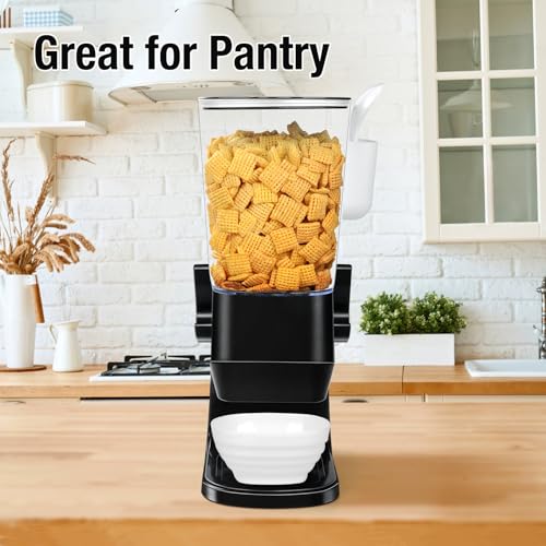 Cereal Dispenser Countertop Wath Bowls and Spoons（Black 2 pack ） (3.5Qt & Black & 2pack)