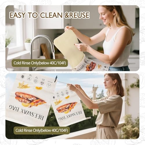 2 Pack Beeswax Bread Bag (Bread print color)