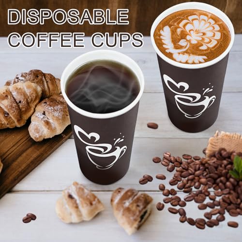 16 oz 180 Count Paper Coffee Cups Disposable Hot Coffee Cups Brown (Brown / 16OZ-180 Pack)