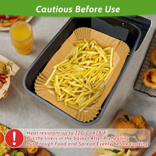 360 Pcs 8.7" x 5.5" Square Air Fryer Paper Liners Disposable Unbleached Heavy Duty (360 Count)