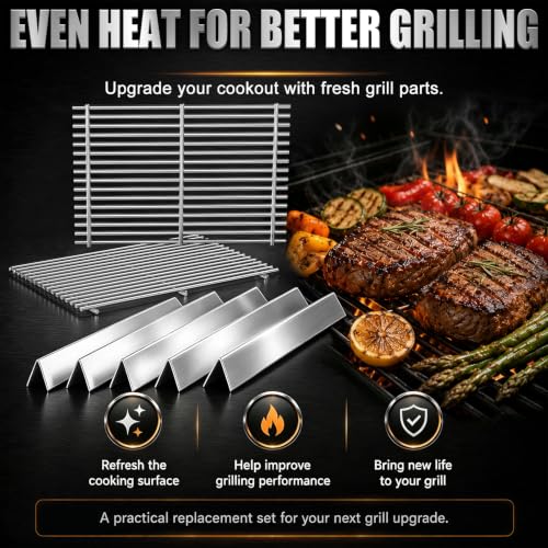 7525 Grill Grates 7537 Flavorizer Bars for Weber Genesis Silver B (S5 7639+7537)