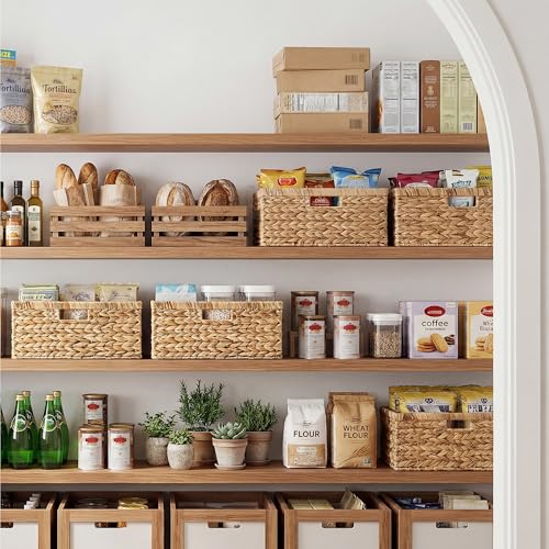 Wicker Baskets for Storage (Natural (Water Hyacinth) / 16½"L x 13"W x 7½"H)