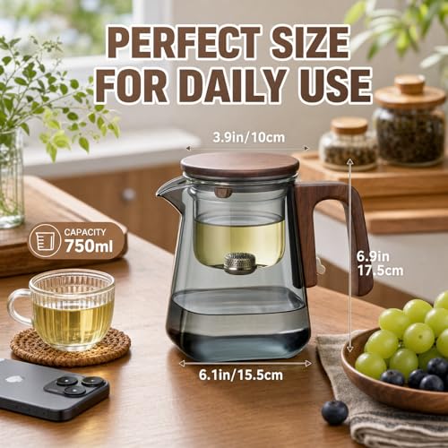 Magnetic Glass Teapot with Infuser (Square 750)