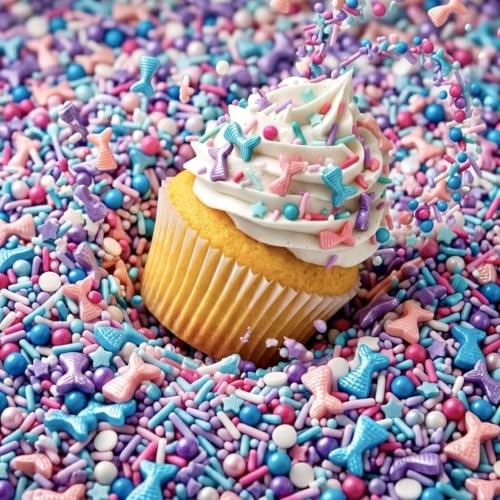 Sprinkles Edible Cake and Cupcake Sprinkles with Assorted Shapes and Sizes for Parties (Mermaid)