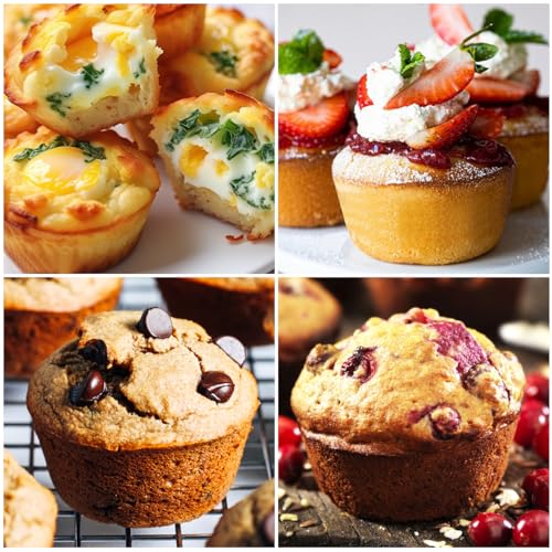 12 Cups & 24 Cups Silicone Muffin Pan with Metal Frame (White Confetti / Regular & Mini)