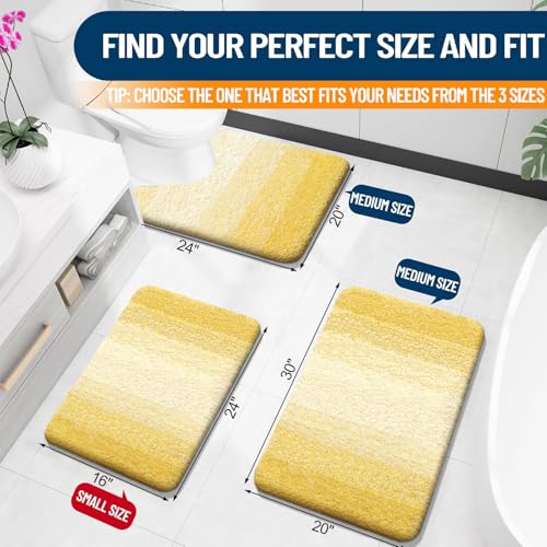 Large Bathroom Rugs 50x30 (50" X 30" / Yellow)