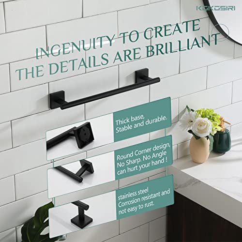 Bathroom Towel Bars 16 Inch Towel Rail Matte Black 40CM Hand Towel Holder for Bath Kitchen Wall Stainless Steel B4005BK (Matte Black / 16-Inch)