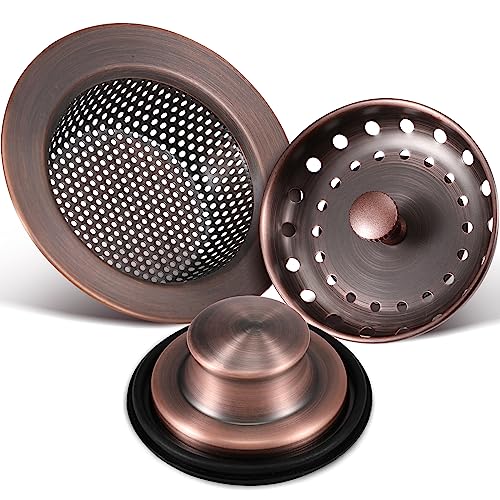 3 Pcs Sink Plug Stopper Disposal Drain Strainer (Antique Copper)